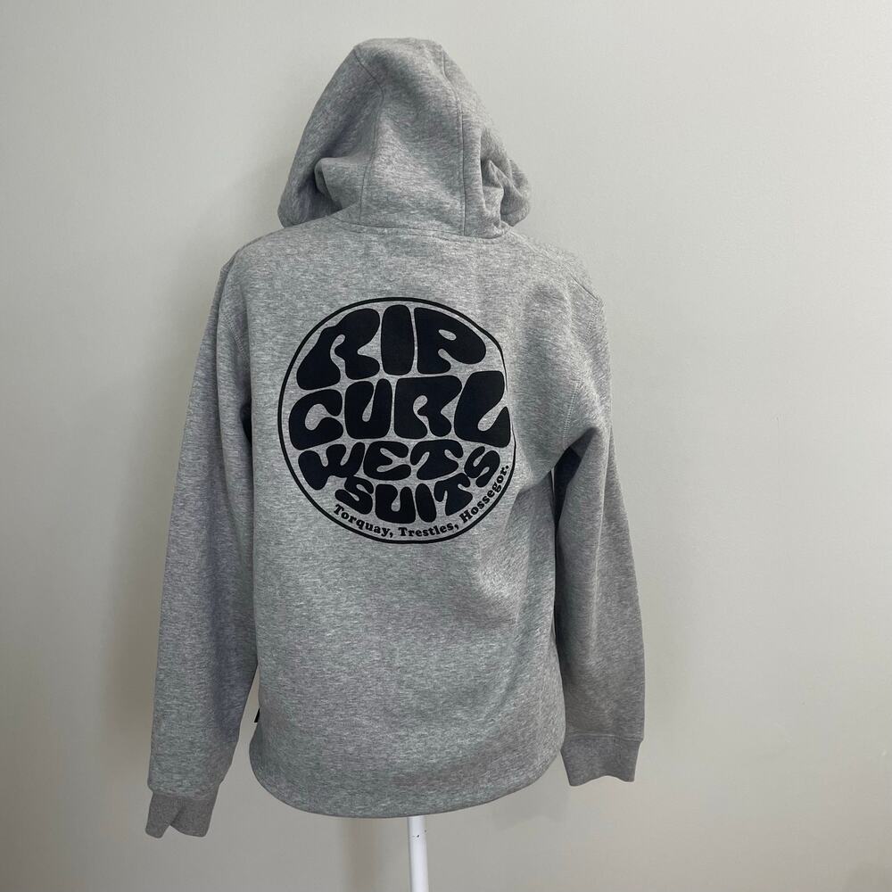 Rip Curl Wettie Hoodie Gray Pullover Fleece Sweatshirt Size S NWT Surf Logo